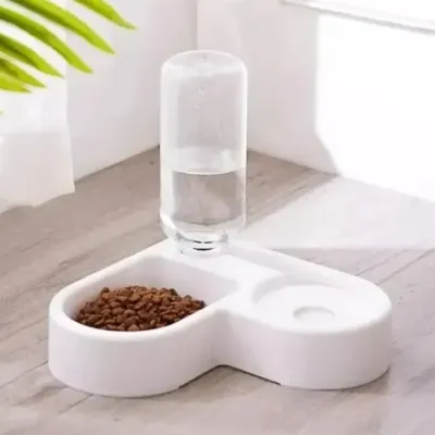 Кормушка для котов и собак RIAS Pet Love Bowl с поилкой White