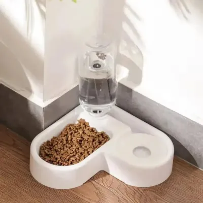 Кормушка для котов и собак RIAS Pet Love Bowl с поилкой White