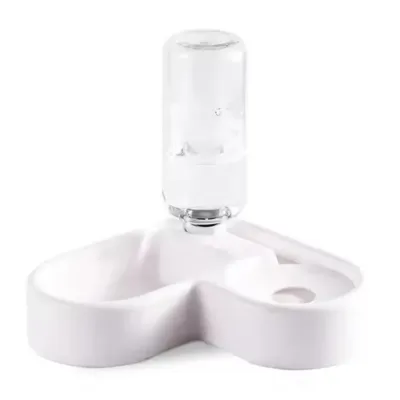 Кормушка для котов и собак RIAS Pet Love Bowl с поилкой White
