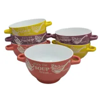Набор бульонниц-пиал с ручками 650 мл 6 шт керамика SOUP SNT 19933