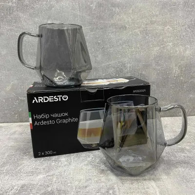 Набор чашек из боросиликатного стекла 300 мл Ardesto Grapfite 2шт AR2630GR Набор чашек из боросиликатного стекла 300 мл Ardesto Grapfite 2шт AR2630GR