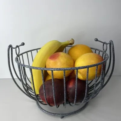 Корзина для фруктов на подножке DECOR Завиток-1 25х25 см 1025 серый мрамор