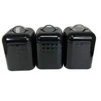 Набір металевих банок 3 предмети Maestro MR-1676-3-1S-Black Набір металевих банок 3 предмети Maestro MR-1676-3-1S-Black