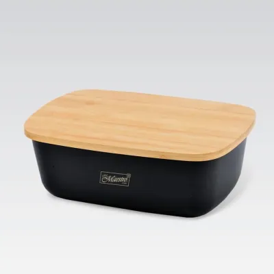 Хлібниця пластикова з кришкою Maestro 34,5х23,5х13 см MR-1776 Black