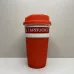 Стакан керамічний із силіконовою кришкою UKC 400 мл Starbucks 9703 червоний з білим