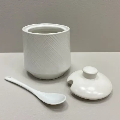 Цукорниця керамічна з ложкою h-11 см Maestro MR-20002-09 White Цукорниця керамічна з ложкою h-11 см Maestro MR-20002-09 White