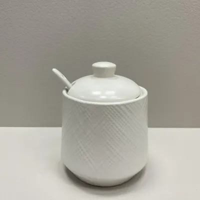 Цукорниця керамічна з ложкою h-11 см Maestro MR-20002-09 White Цукорниця керамічна з ложкою h-11 см Maestro MR-20002-09 White