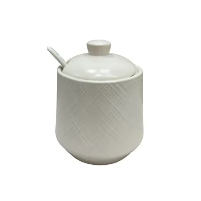 Цукорниця керамічна з ложкою h-11 см Maestro MR-20002-09 White