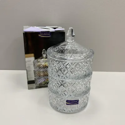 Цукерниця з кришкою скляна 13х23 см OLens O102-287