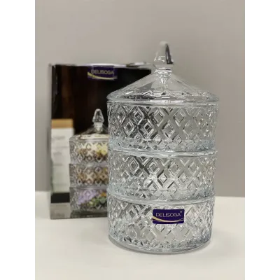 Цукерниця з кришкою скляна 13х23 см OLens O102-287