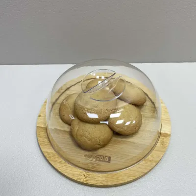 Блюдо-сырница бамбуковое с акриловой крышкой 19,5х19,5х8 см Eurogold 7016102487