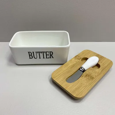 Масленка керамическая с ножом Butter A-PLUS 0480-2 белый