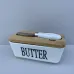 Маслянка фарфорова з ножем 15х8,6х6,4 см Butter Interos PJ03629