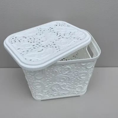 Кошик пластиковий з кришкою Ажур 3,5 л 20,5х15,5х17,3 см Полимербыт ПБ-673/115-3,5