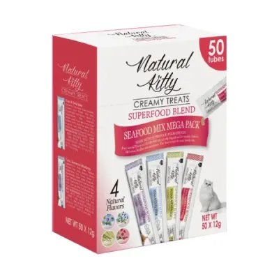 Набір крем-снеків для котів на рибній основі Natural Kitty Creamy Treat Mega Pack 4 смаку 50 шт х12 г (SNK231101)