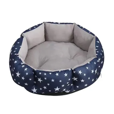 Лежак для котов собак круглый No Brand SY-2022-1208 Blue Stars S 40х18х12 см