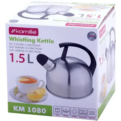 Чайник 1.5л з нержавіючої сталі зі свистком Kamille DP112960 Чайник 1.5л з нержавіючої сталі зі свистком Kamille DP112960