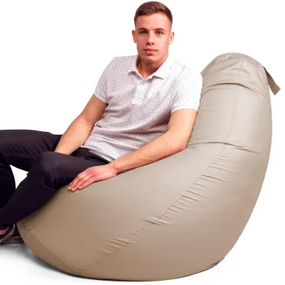 Крісло-мішок груша Оксфорд Waterproof 3XL 95х90х100 см iQmebel Бежевий знімний чохол