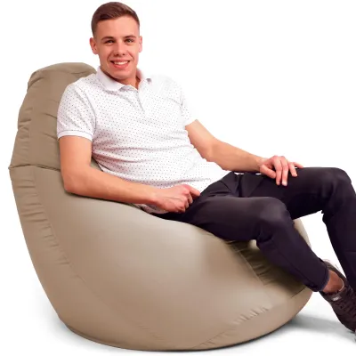 Крісло-мішок груша Оксфорд Waterproof 3XL 95х90х100 см iQmebel Бежевий знімний чохол