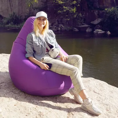 Кресло-мешок груша Оксфорд Waterproof 3XL 95х90х100 см iQmebel Фиолетовый сьемный чехол