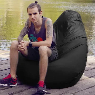 Крісло-мішок груша Оксфорд Waterproof 3XL 95х90х100 см iQmebel Чорний знімний чохол Крісло-мішок груша Оксфорд Waterproof 3XL 95х90х100 см iQmebel Чорний знімний чохол