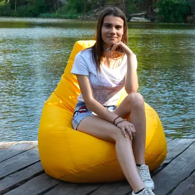 Кресло-мешок груша Оксфорд Waterproof 2XL 85х80х85 см iQmebel Желтый сьемный чехол