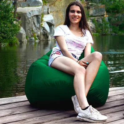 Кресло-мешок груша Оксфорд Waterproof 2XL 85х80х85 см iQmebel Зеленый сьемный чехол