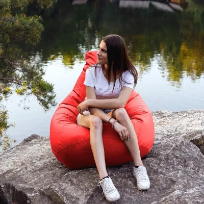 Кресло-мешок груша Оксфорд Waterproof 2XL 85х80х85 см iQmebel Красный сьемный чехол