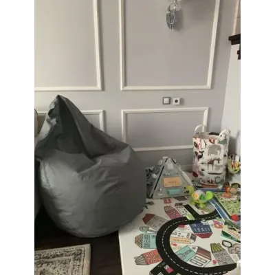 Крісло-мішок груша Оксфорд Waterproof 2XL 85х80х85 см iQmebel Сірий знімний чохол