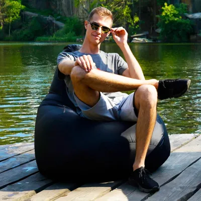 Кресло-мешок груша Оксфорд Waterproof 2XL 85х80х85 см iQmebel Черный сьемный чехол