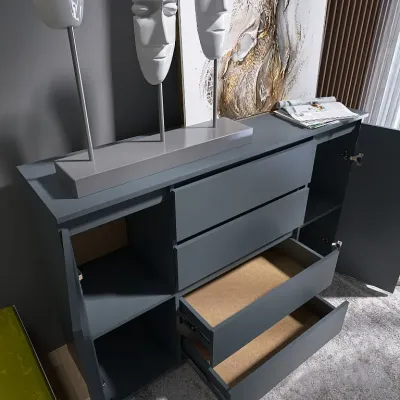 Комод Эверест Лайт КЛ-4 140х38х93 см графит Комод Эверест Лайт КЛ-4 140х38х93 см графит