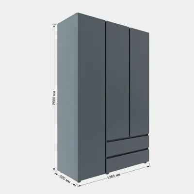 Велика розпашна шафа Эверест Лайт ШЛ-3 136.5х52х208 см графіт Велика розпашна шафа Эверест Лайт ШЛ-3 136.5х52х208 см графіт