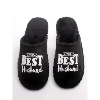 Мужские домашние тапочки Family Story The Best Husband Черный 44-45 (n0101-45f-003w)