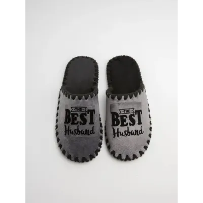 Чоловічі домашні капці Family Story The Best Husband Black Графітовий 40-41 (n0107-41f-003b)