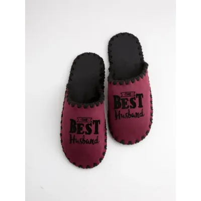Мужские домашние тапочки Family Story The Best Husband Сливовой 44-45 (n0108-45f-003b)