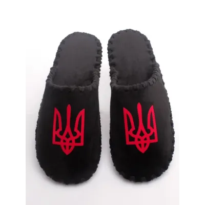 Чоловічі домашні капці Family Story з Тризубом Чорний 42-43 (n0101-43e-074r)