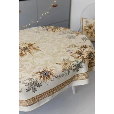 Скатерть новогодняя овальная Прованс Золотой праздник 135х240 см Разноцветный
