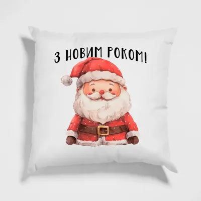 Подушка с новогодним принтом Кавун Санта-Клаус 40x40 см Разноцветный
