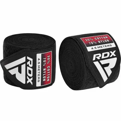 Бінти для боксу RDX WX Professional Boxing Hand Wraps 450 см 2 шт Black (HWX-RB+)