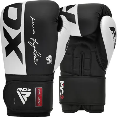 Боксерські рукавички RDX F4 Boxing Sparring Gloves Hook&Loop 10 унцій White Black (BGR-F4B-10OZ)