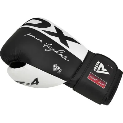 Боксерські рукавички RDX F4 Boxing Sparring Gloves Hook&Loop 10 унцій White Black (BGR-F4B-10OZ)