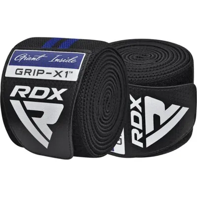 Бінти на коліна RDX Gym Knee Wrap R11 200 см 2 шт Black Blue (WAH-KR11BU) Бінти на коліна RDX Gym Knee Wrap R11 200 см 2 шт Black Blue (WAH-KR11BU)