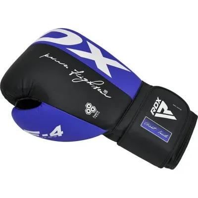 Боксерські рукавички RDX F4 Boxing Sparring Gloves Hook&Loop 16 унцій Blue Black (BGR-F4U-16OZ) Боксерські рукавички RDX F4 Boxing Sparring Gloves Hook&Loop 16 унцій Blue Black (BGR-F4U-16OZ)