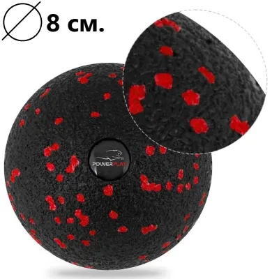 Масажний м'яч PowerPlay PP-4350 Epp Massage Ball 8 см Чорно-червоний
