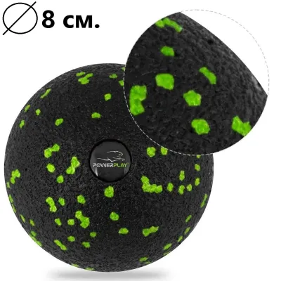 Масажний м'яч PowerPlay PP-4350 Epp Massage Ball 8 см Чорно-зелений Масажний м'яч PowerPlay PP-4350 Epp Massage Ball 8 см Чорно-зелений