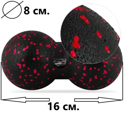Массажный мяч двойной PowerPlay PP-4352 Epp foam peanut ball 8х16 см Черно-красный