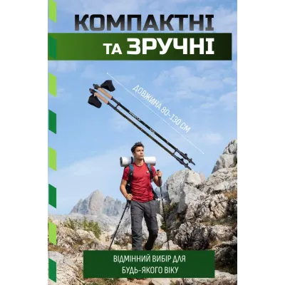 Палки для скандинавской ходьбы PowerPlay 9105 Sisu 80-135 см Black Gold Палки для скандинавской ходьбы PowerPlay 9105 Sisu 80-135 см Black Gold