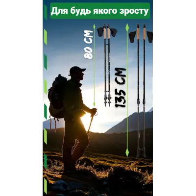 Палки для скандинавской ходьбы PowerPlay 9105 Sisu 80-135 см Black Gold Палки для скандинавской ходьбы PowerPlay 9105 Sisu 80-135 см Black Gold