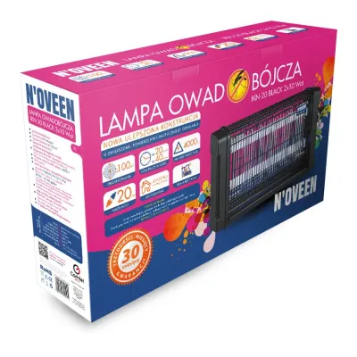 Знищувач комах Noveen IKN-20 100 кв м 437х100х265 мм Чорний Знищувач комах Noveen IKN-20 100 кв м 437х100х265 мм Чорний