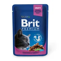 Влажный корм для кошек Brit Premium Cat pouch с курицей и индейкой 100 г (100273 /506019)